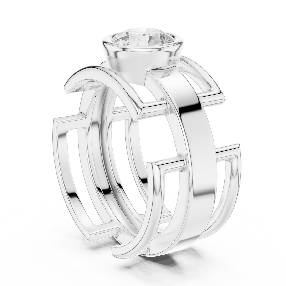 Modern Geometric Diamond Ring