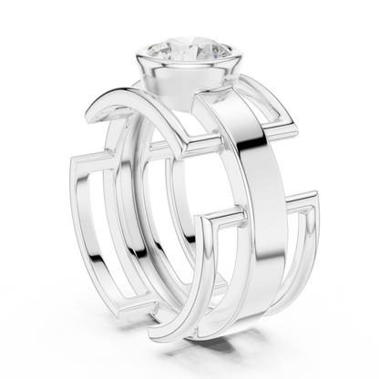Modern Geometric Diamond Ring