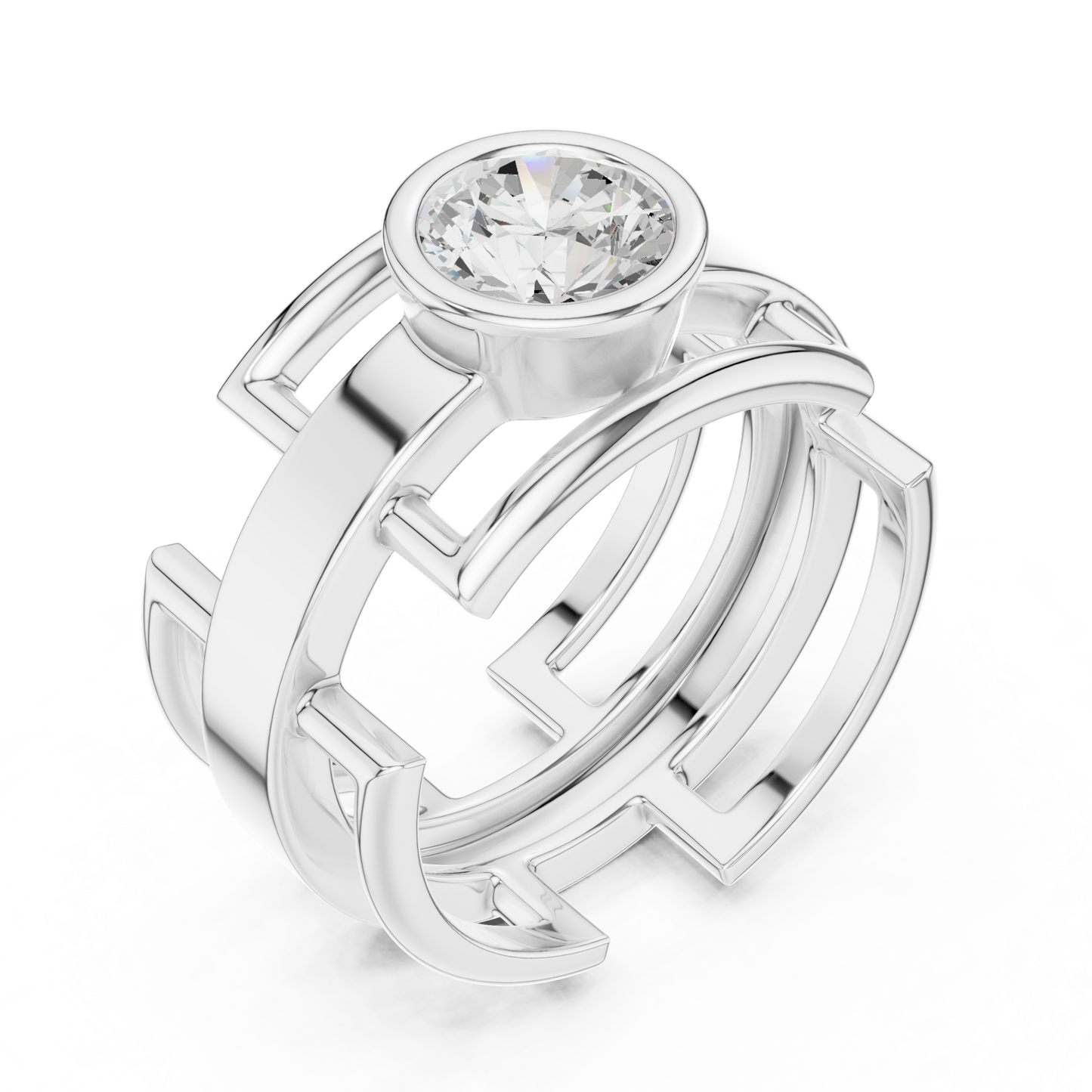Modern Geometric Diamond Ring