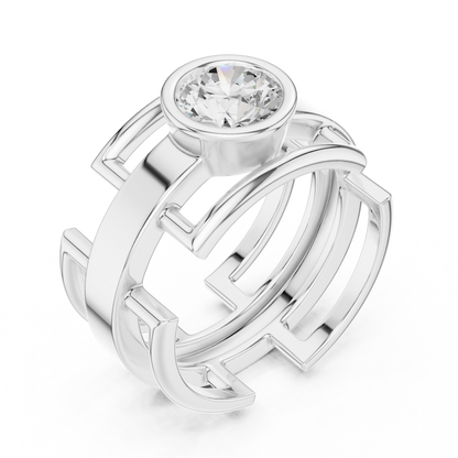 Modern Geometric Diamond Ring