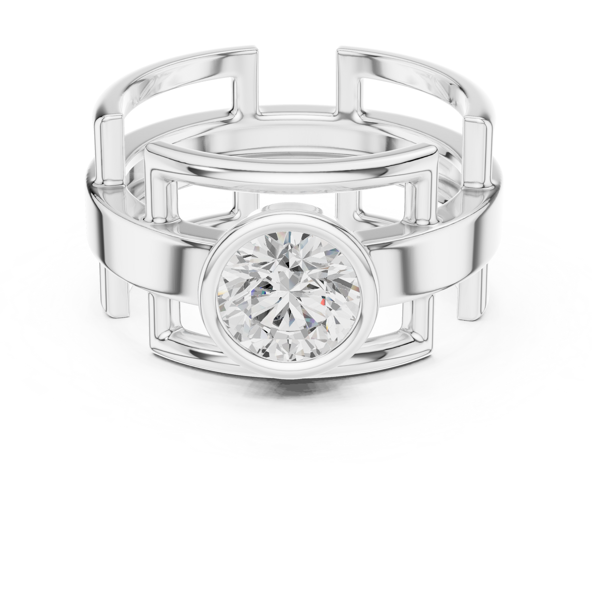 Modern Geometric Diamond Ring