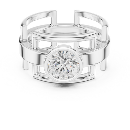Modern Geometric Diamond Ring