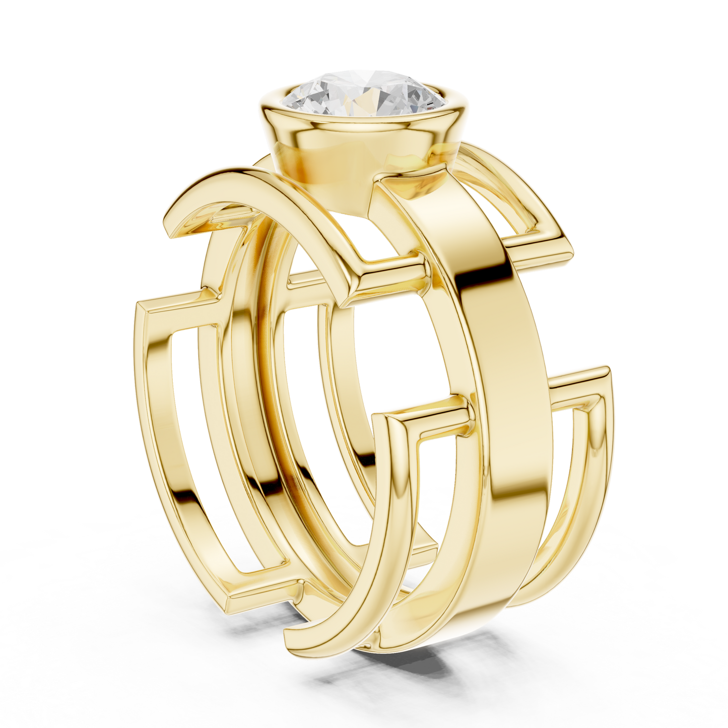 Modern Geometric Diamond Ring