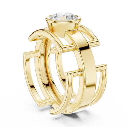 Modern Geometric Diamond Ring