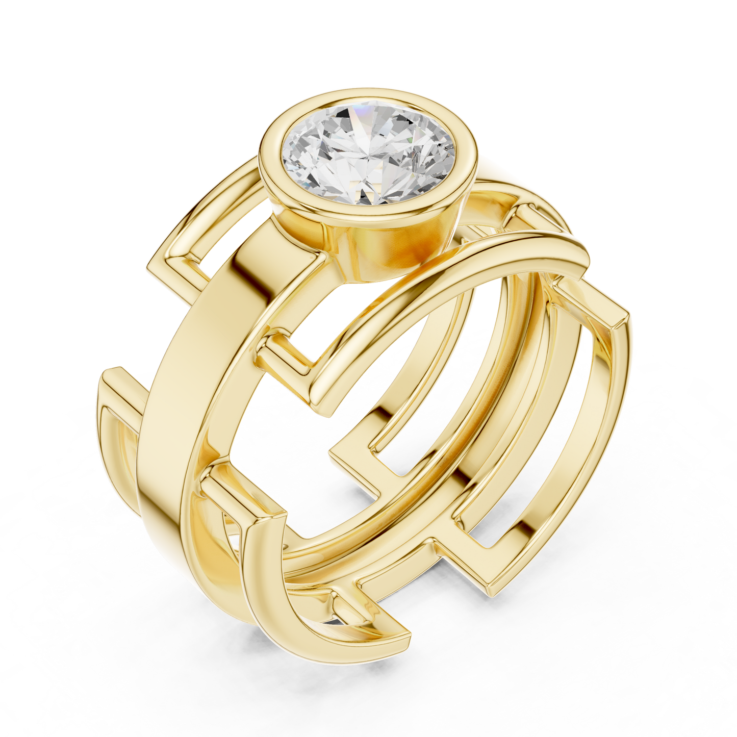 Modern Geometric Diamond Ring