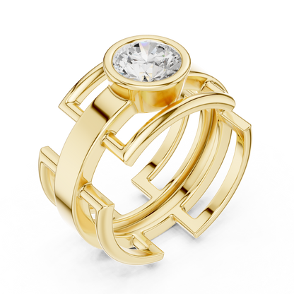 Modern Geometric Diamond Ring