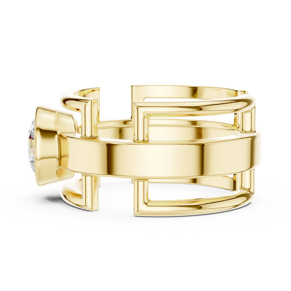 Modern Geometric Diamond Ring