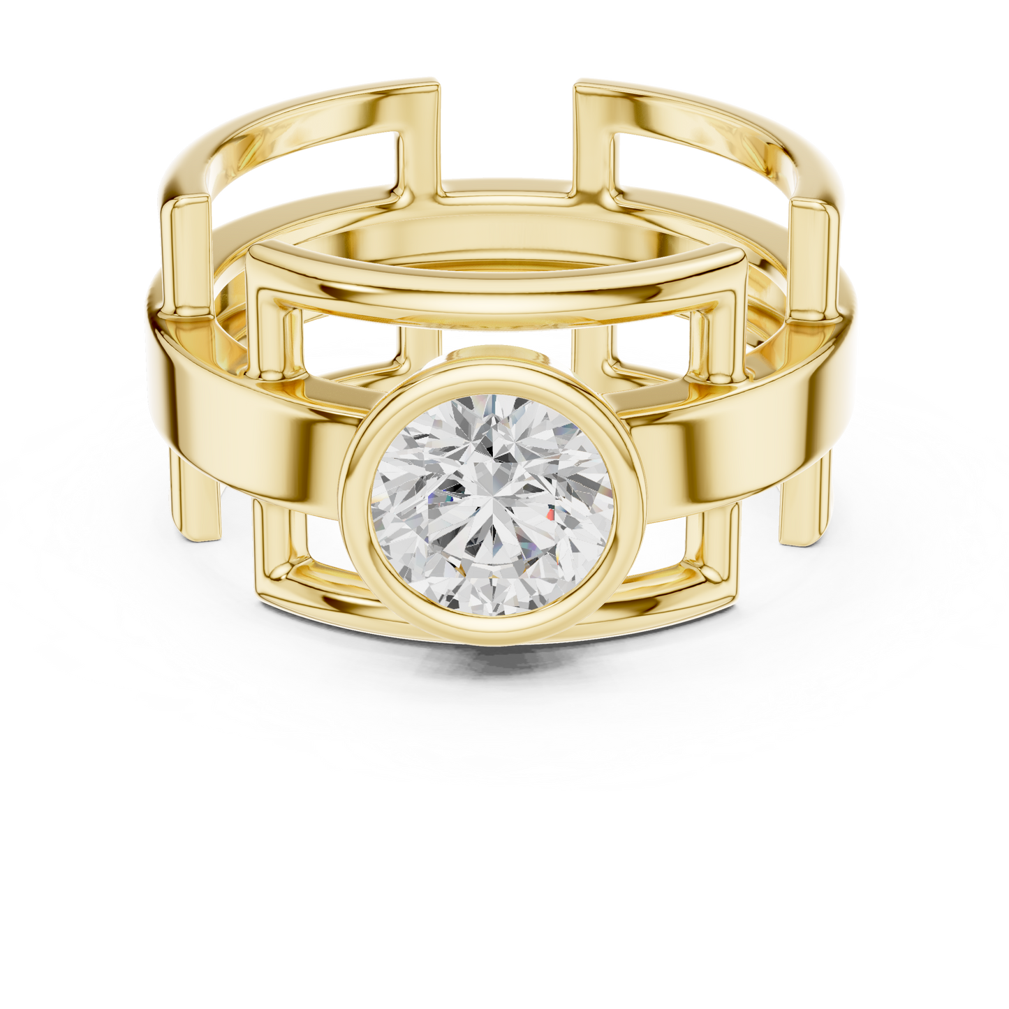Modern Geometric Diamond Ring
