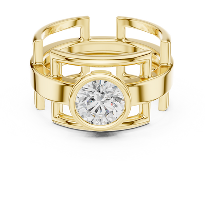 Modern Geometric Diamond Ring