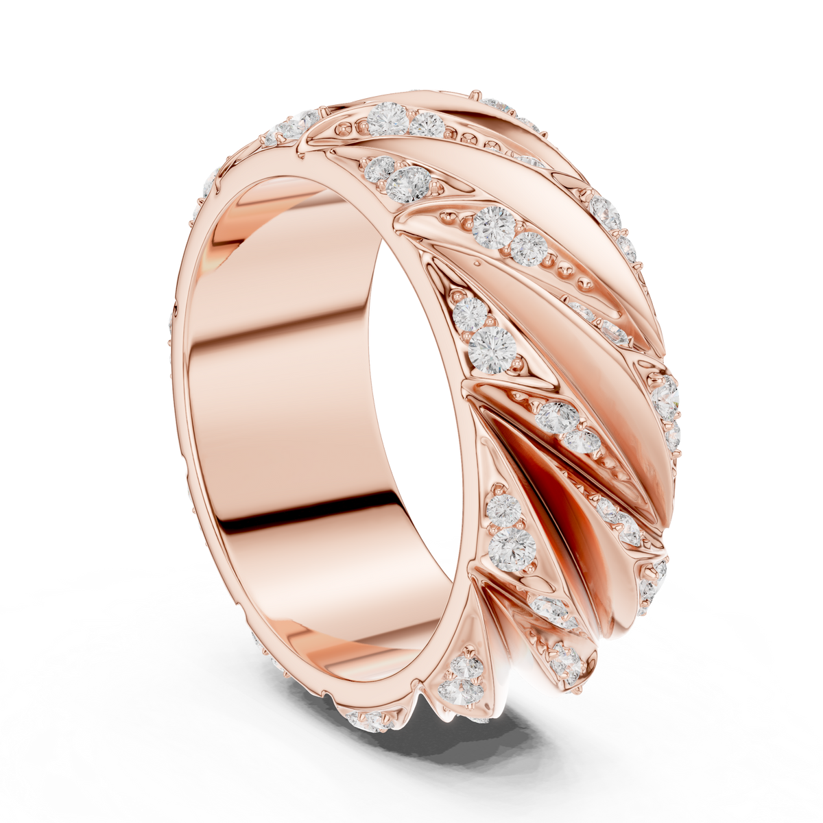 Modern Sculpted Diamond Band