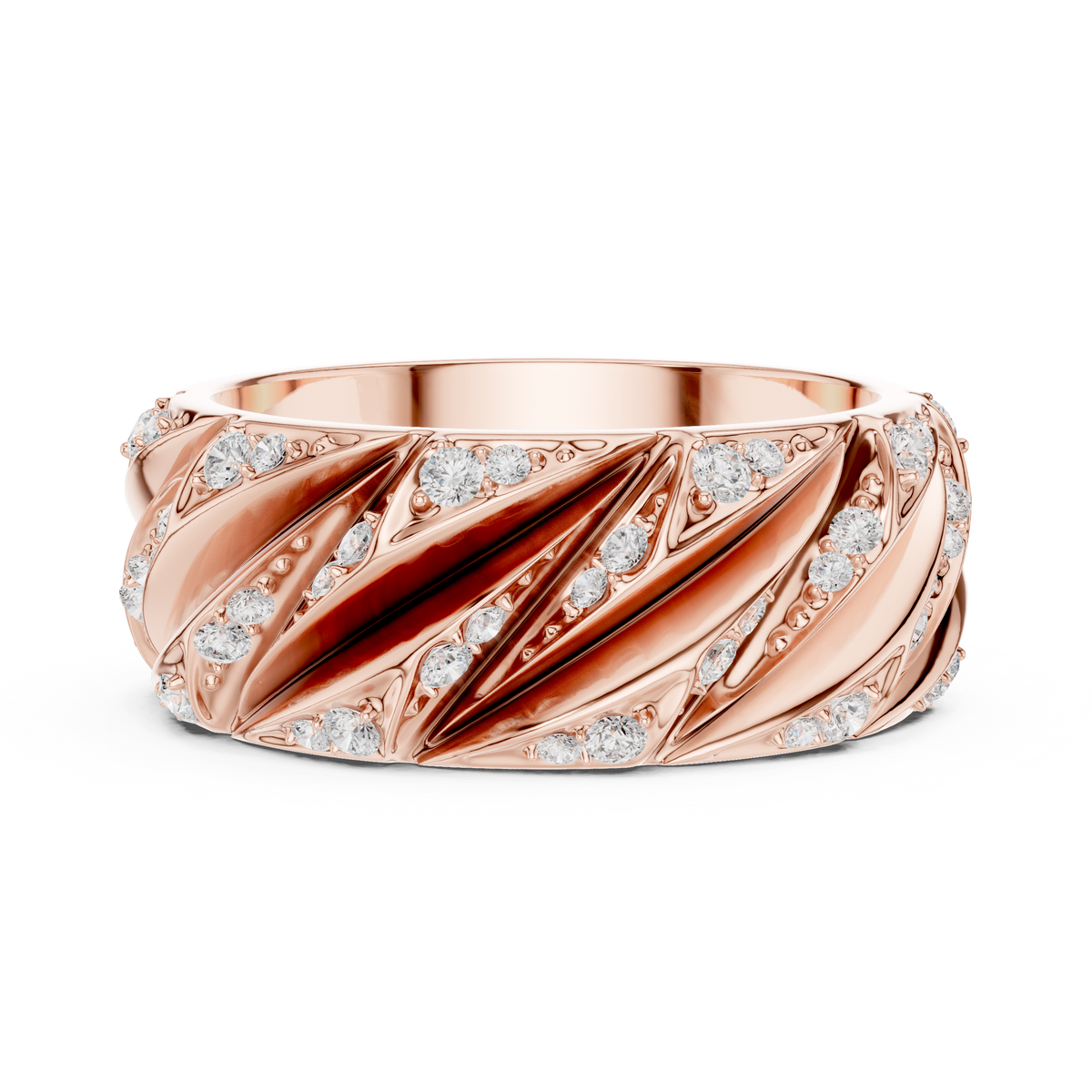 Modern Sculpted Diamond Band