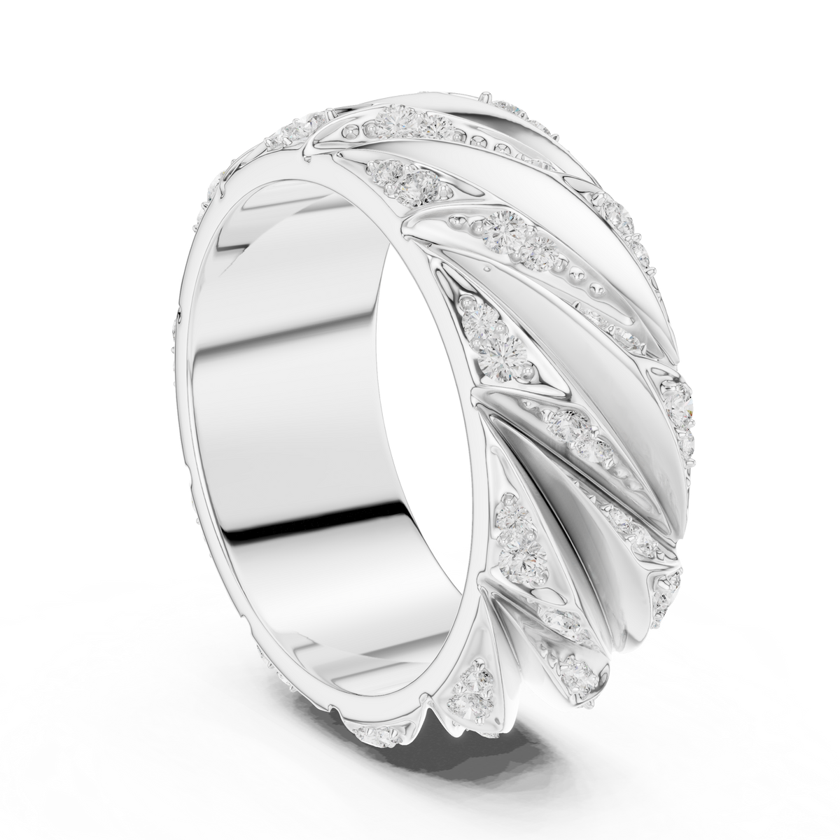 Modern Sculpted Diamond Band