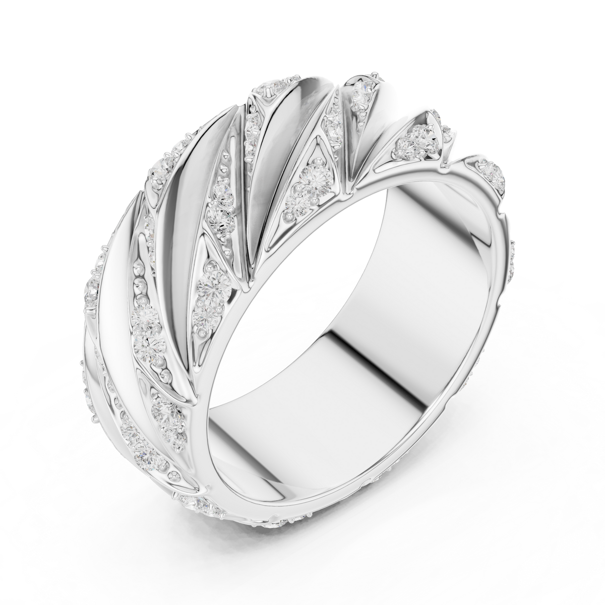 Modern Sculpted Diamond Band