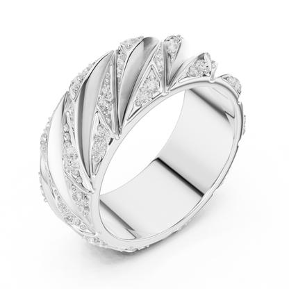 Modern Sculpted Diamond Band