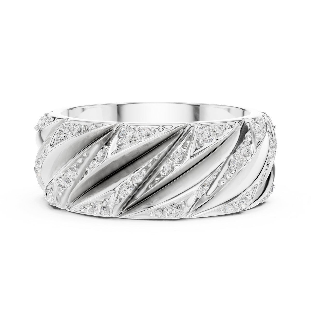 Modern Sculpted Diamond Band