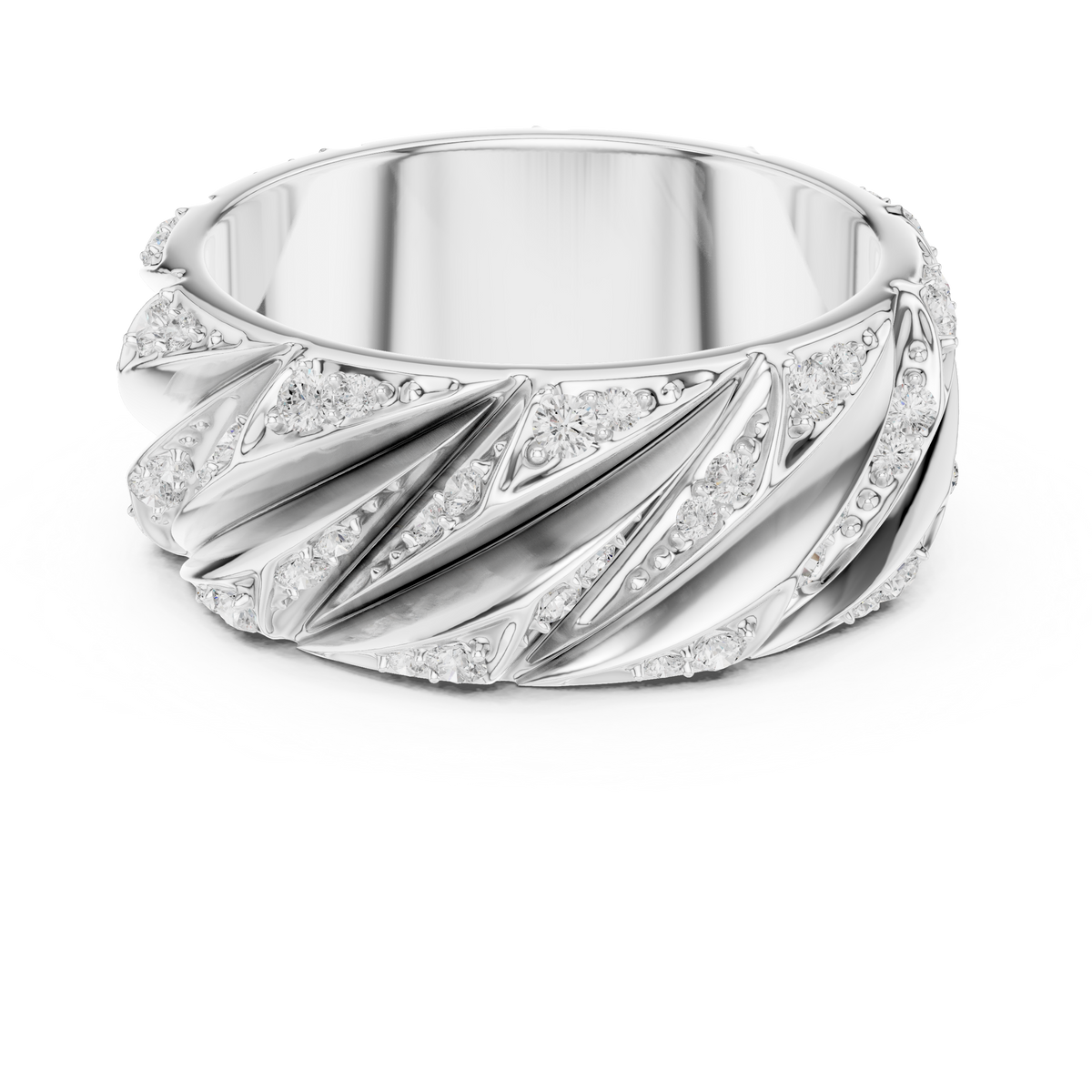 Modern Sculpted Diamond Band