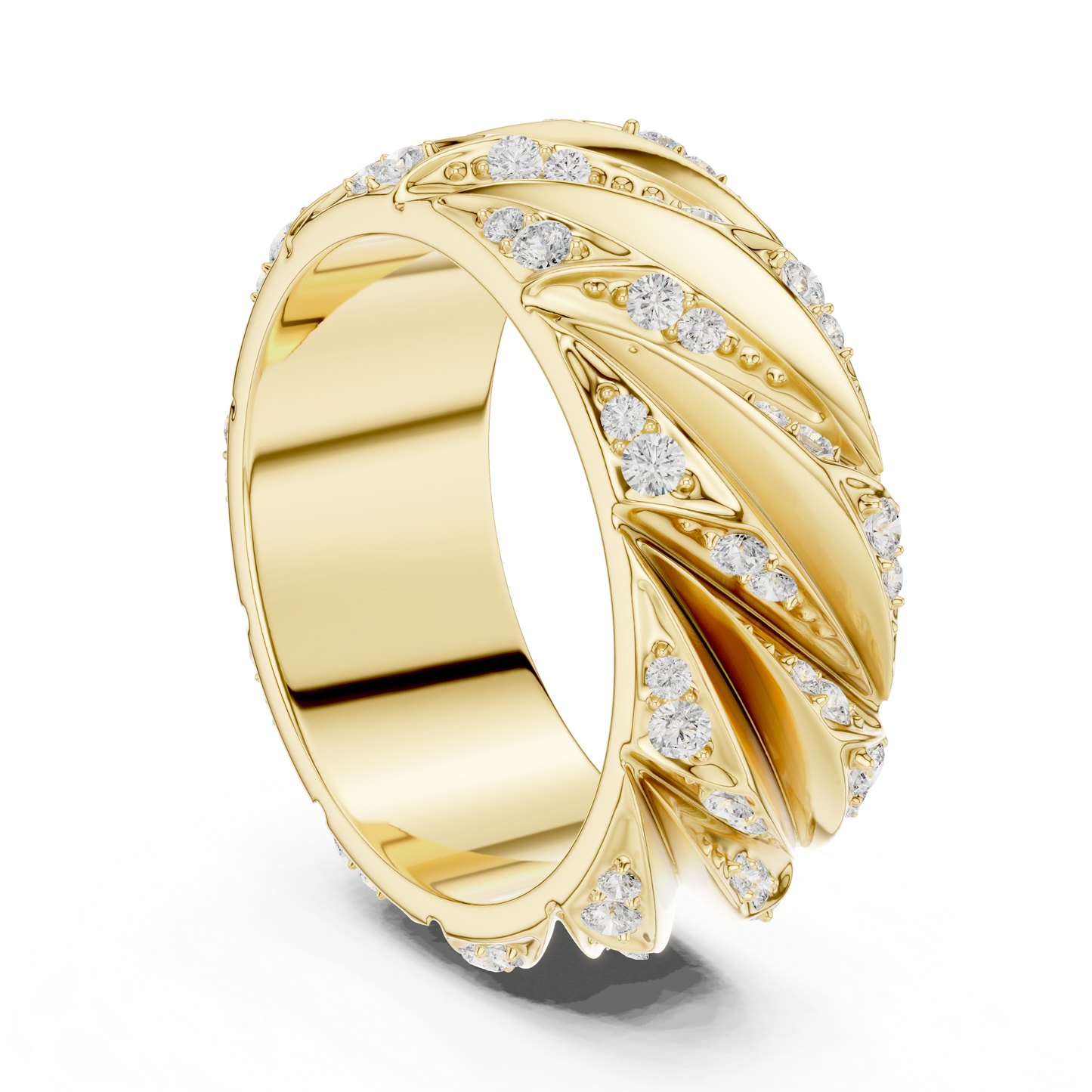 Modern Sculpted Diamond Band