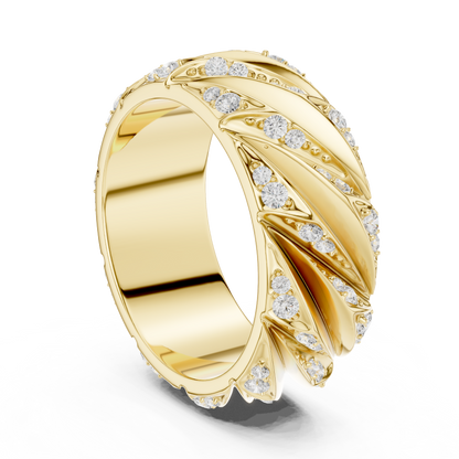 Modern Sculpted Diamond Band