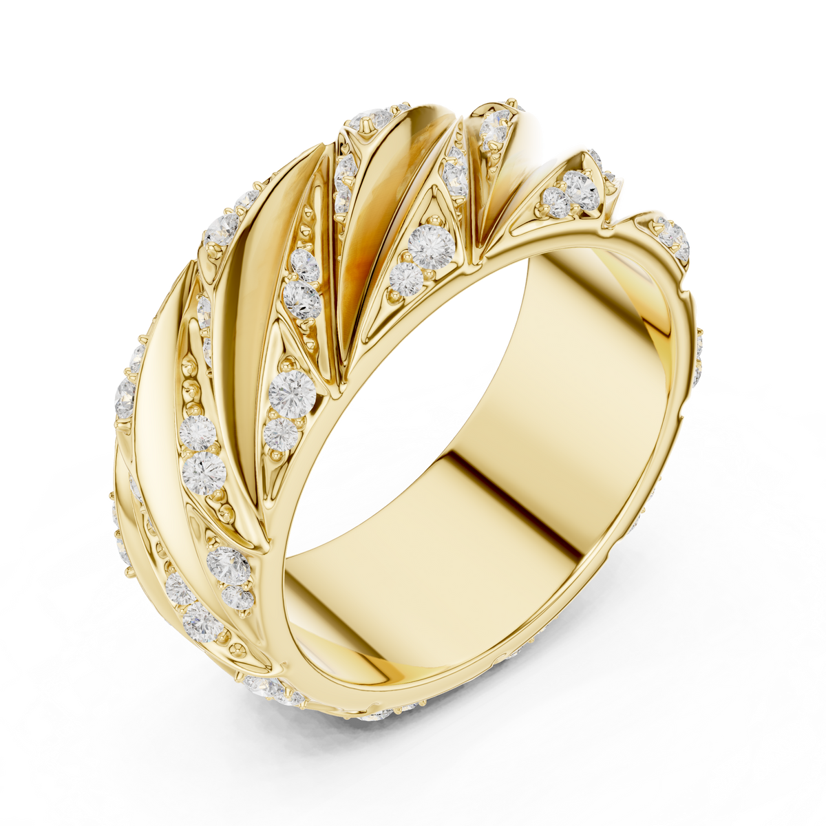Modern Sculpted Diamond Band