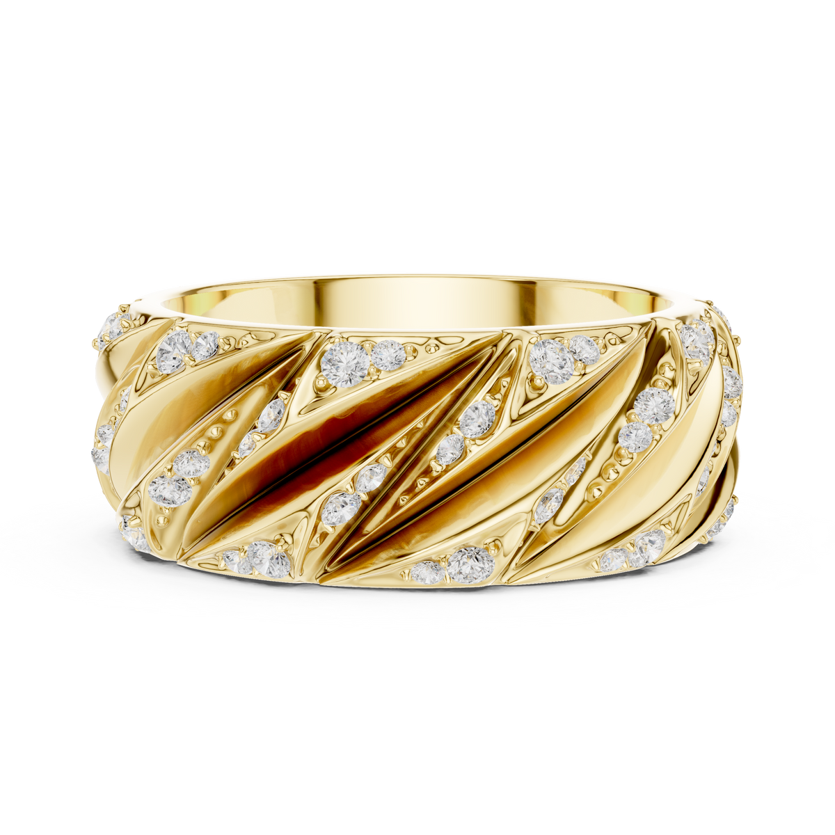 Modern Sculpted Diamond Band