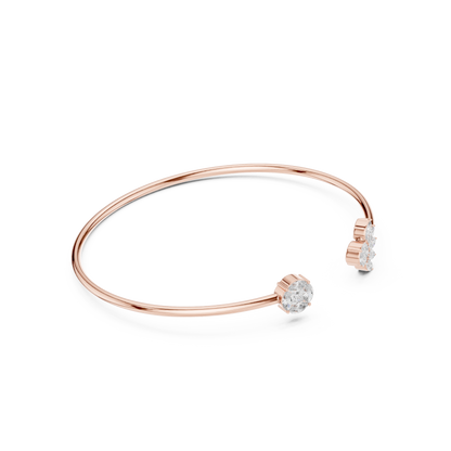 Open Floral Diamond Bangle Bracelet