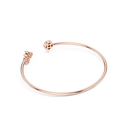 Open Floral Diamond Bangle Bracelet