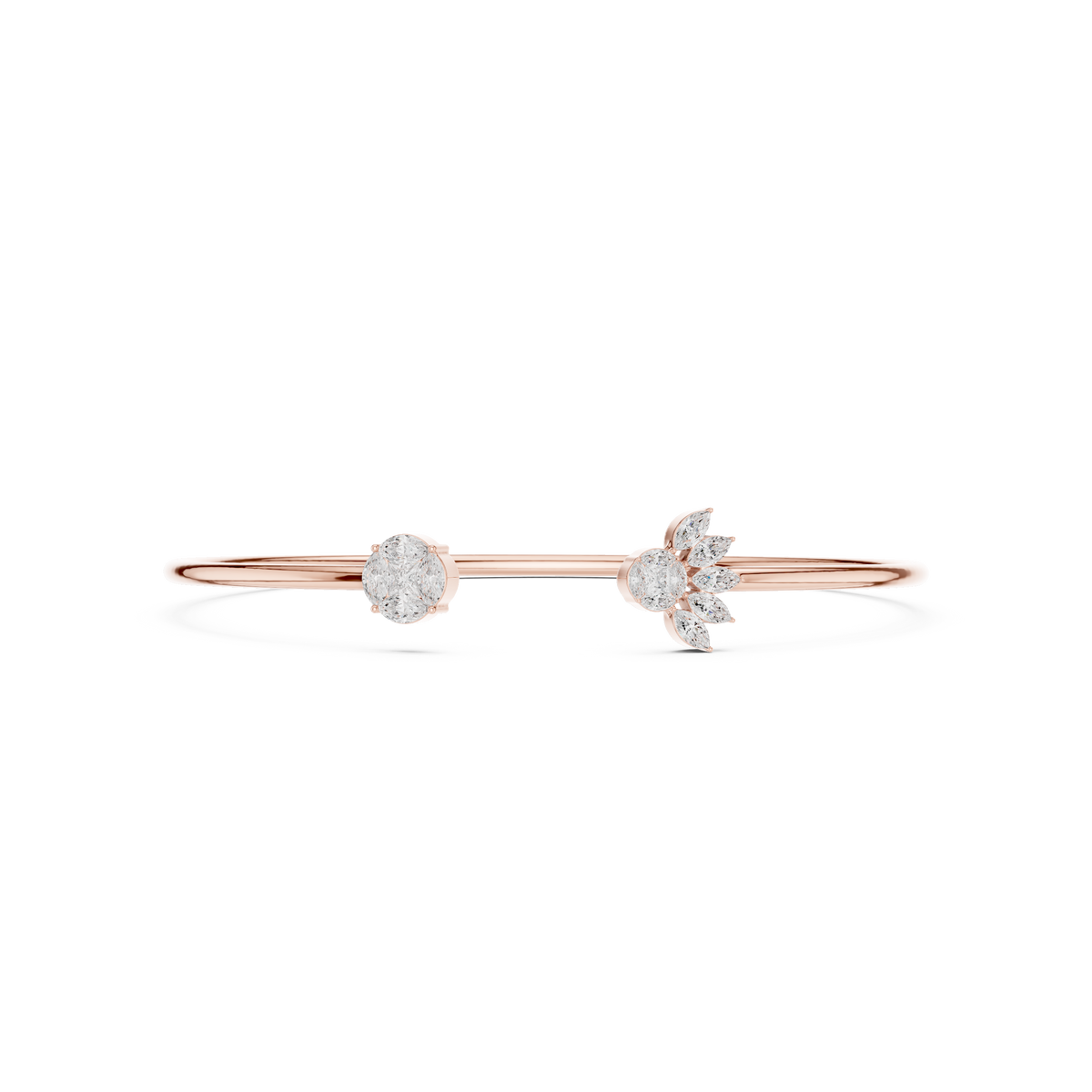Open Floral Diamond Bangle Bracelet