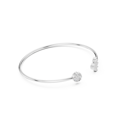 Open Floral Diamond Bangle Bracelet