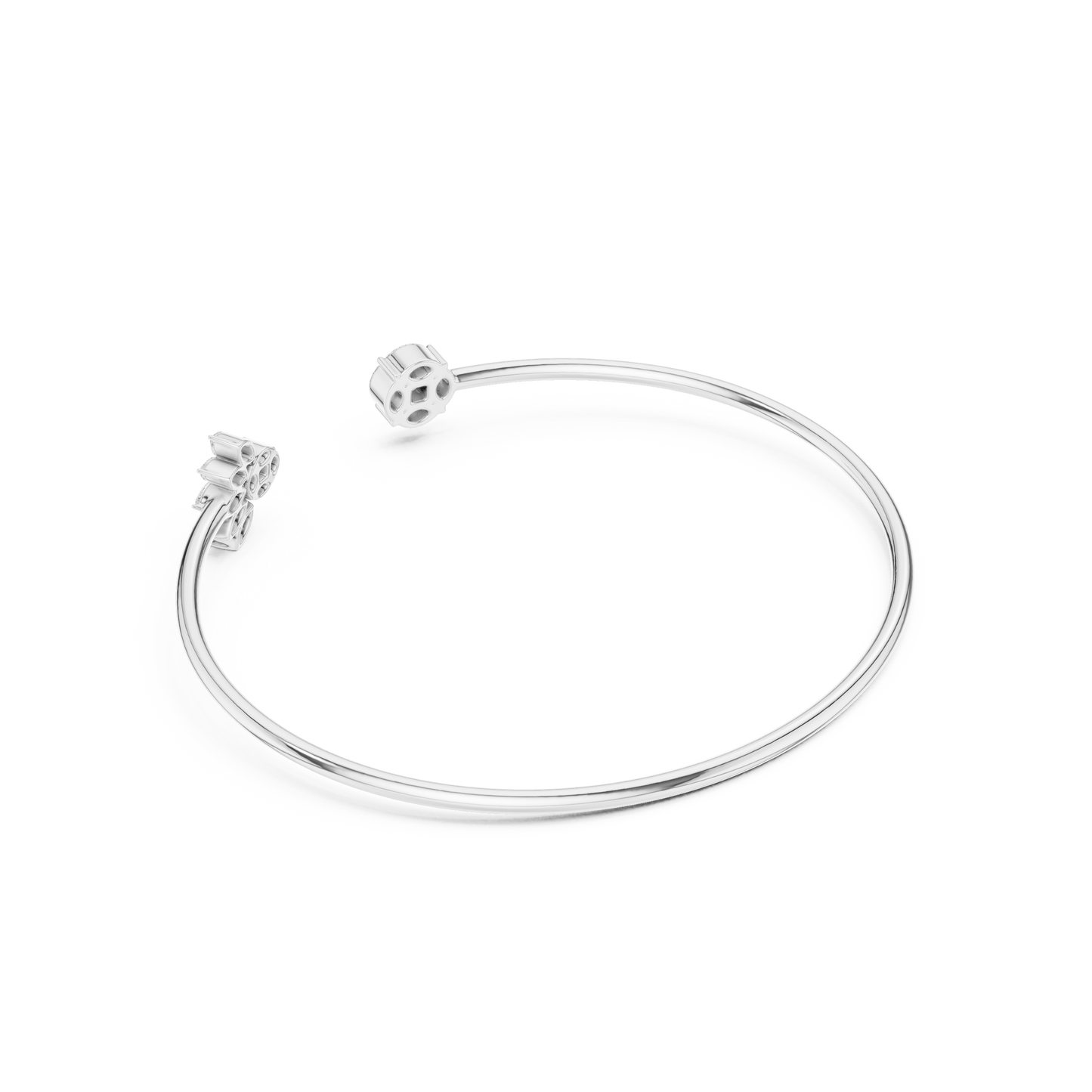 Open Floral Diamond Bangle Bracelet