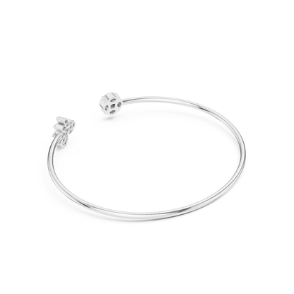 Open Floral Diamond Bangle Bracelet
