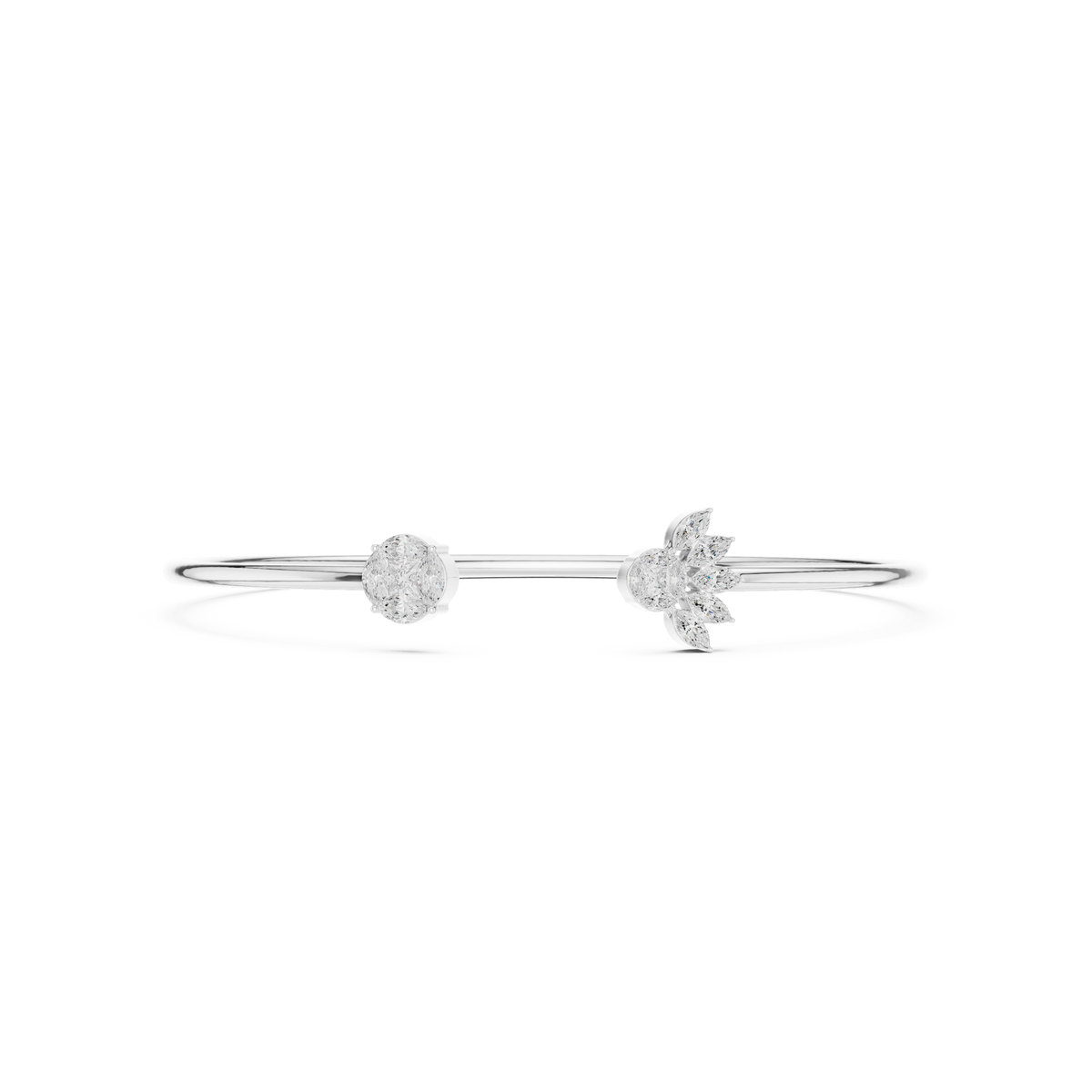 Open Floral Diamond Bangle Bracelet