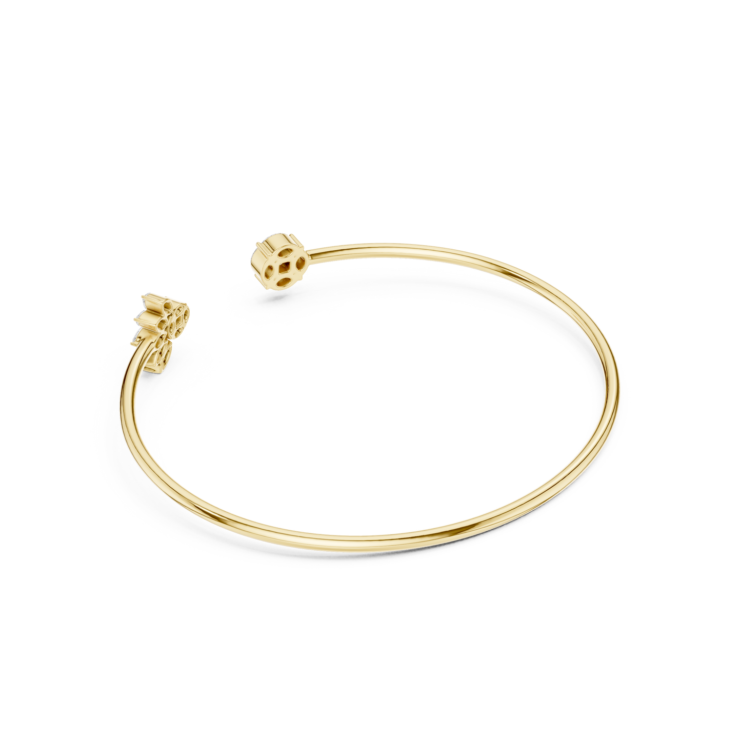 Open Floral Diamond Bangle Bracelet