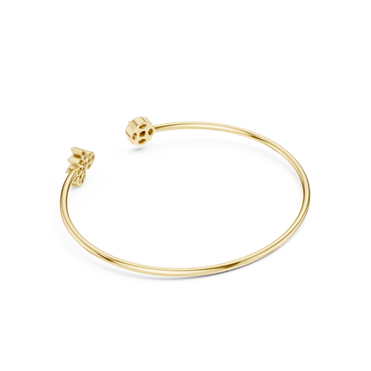 Open Floral Diamond Bangle Bracelet