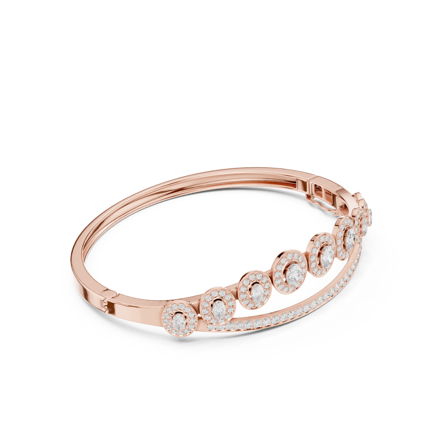 Oval Halo Diamond Bangle Bracelet
