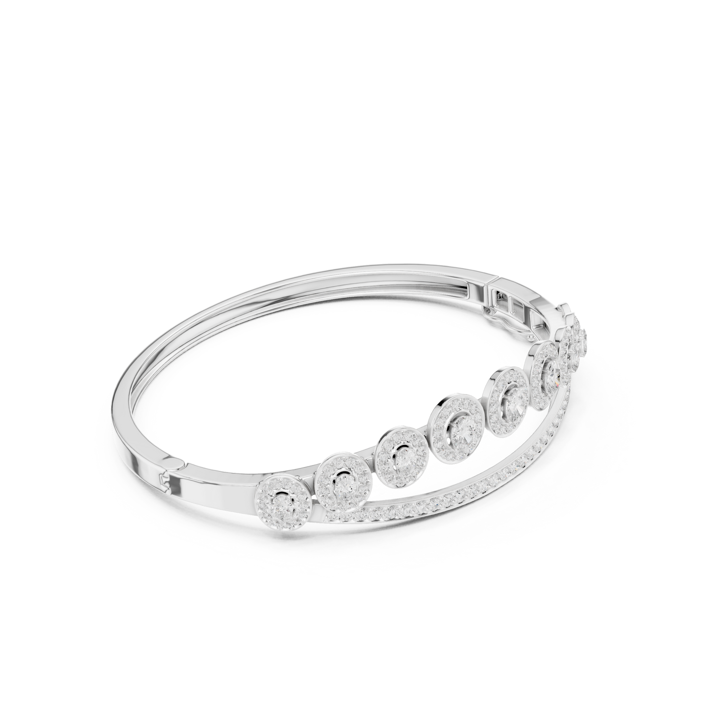 Oval Halo Diamond Bangle Bracelet