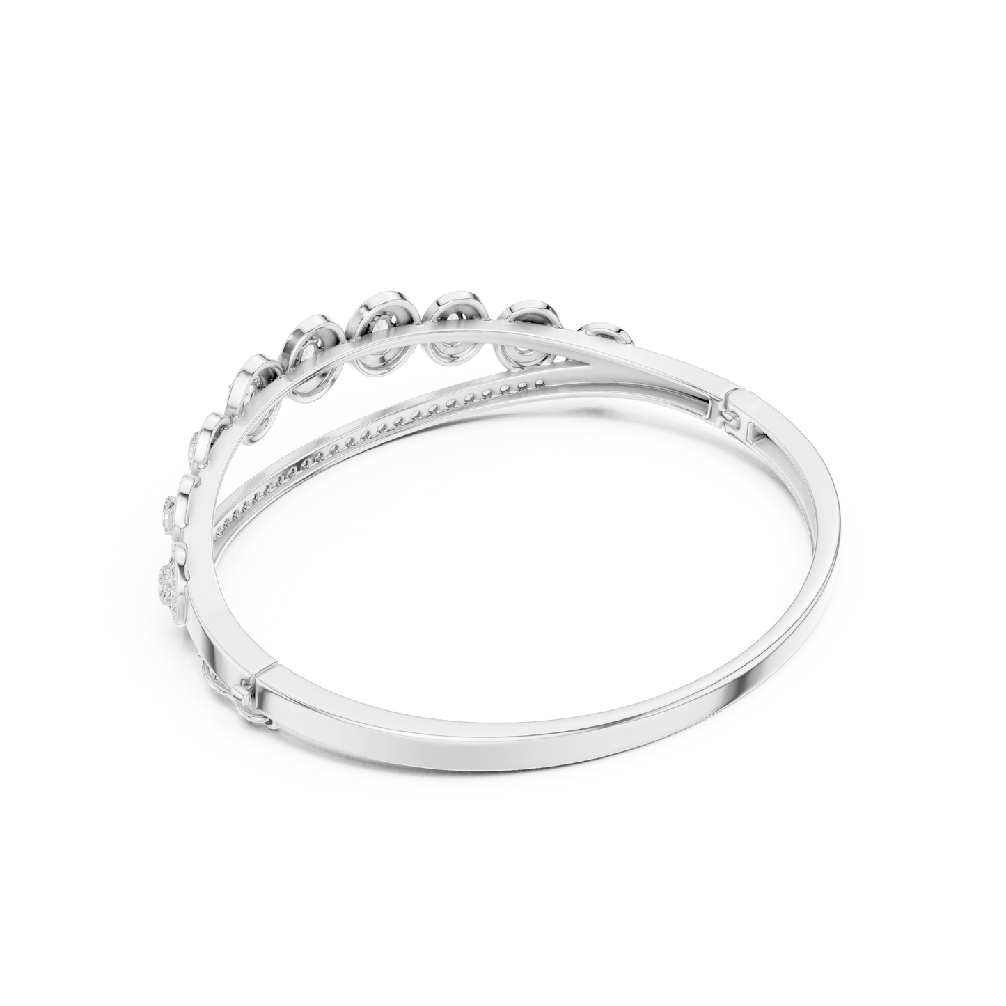 Oval Halo Diamond Bangle Bracelet