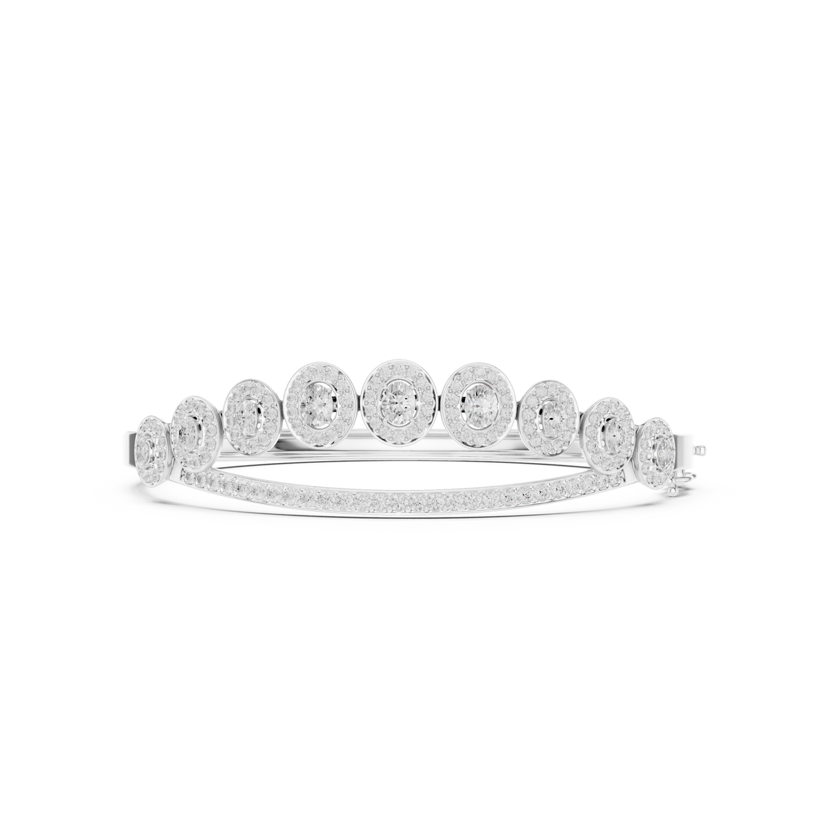 Oval Halo Diamond Bangle Bracelet