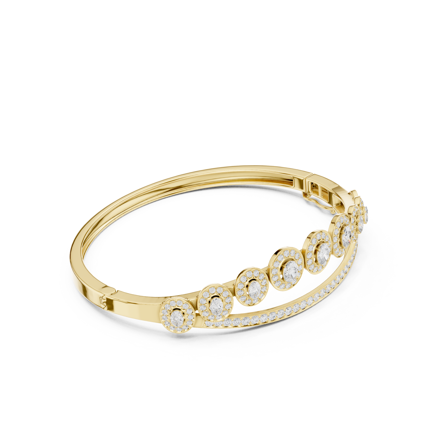 Oval Halo Diamond Bangle Bracelet