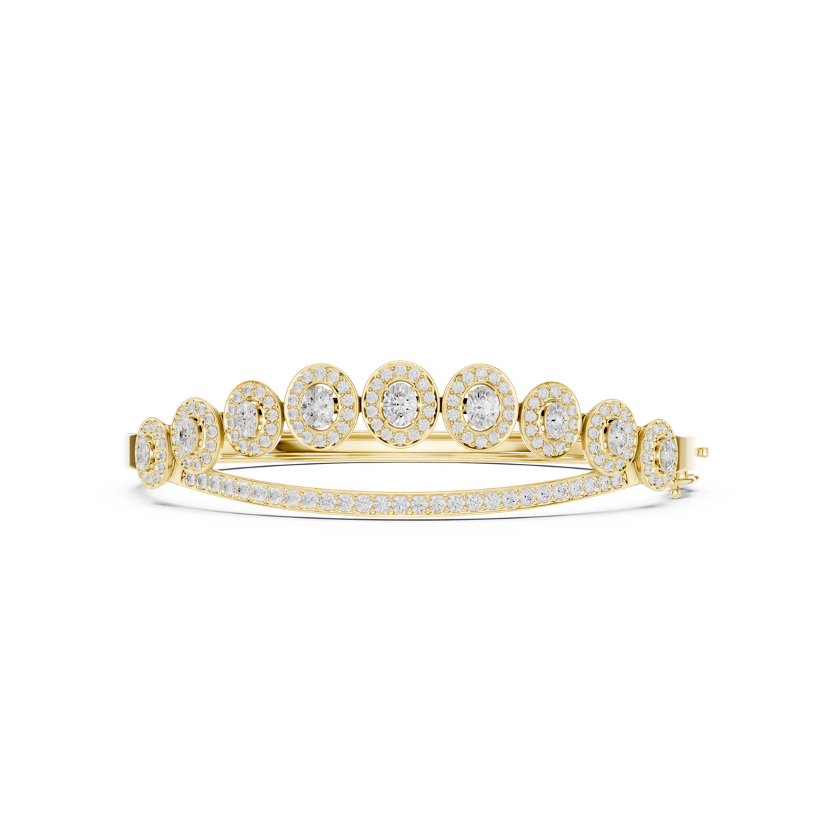 Oval Halo Diamond Bangle Bracelet