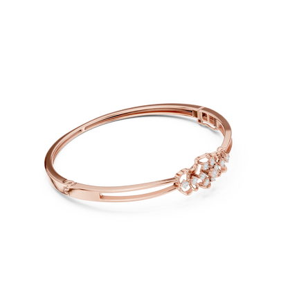 Vintage Floral Diamond Bangle Bracelet