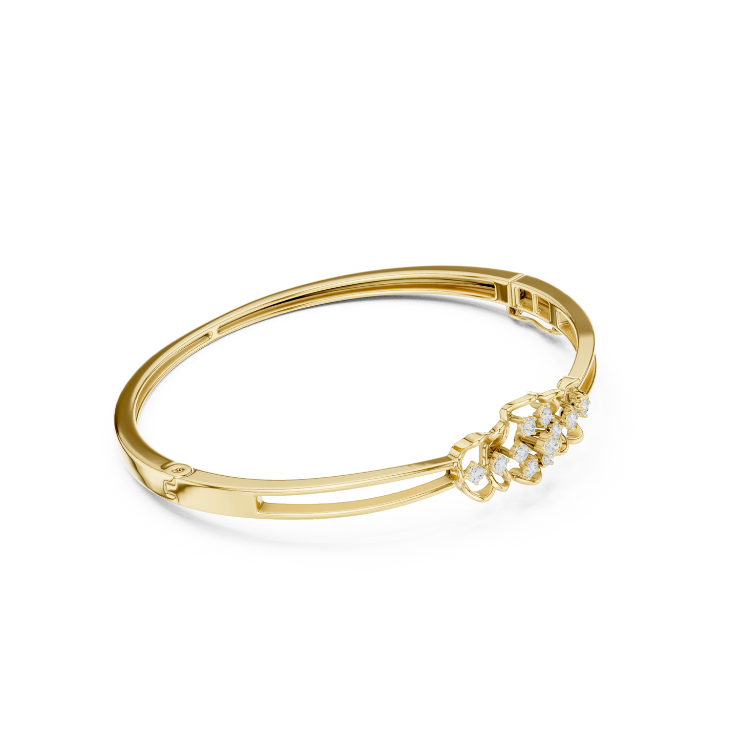 Vintage Floral Diamond Bangle Bracelet