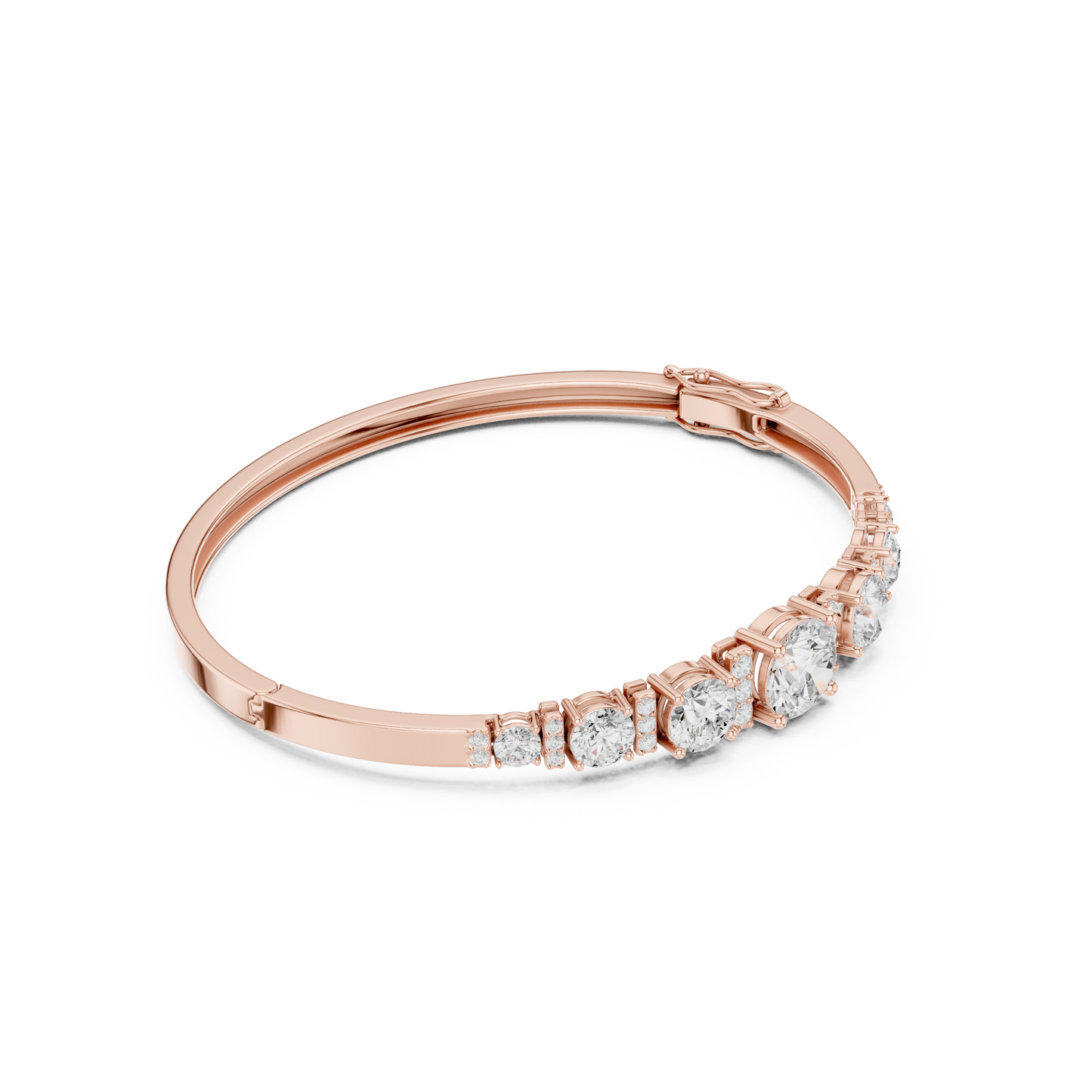 Round Diamond Center Bangle Bracelet