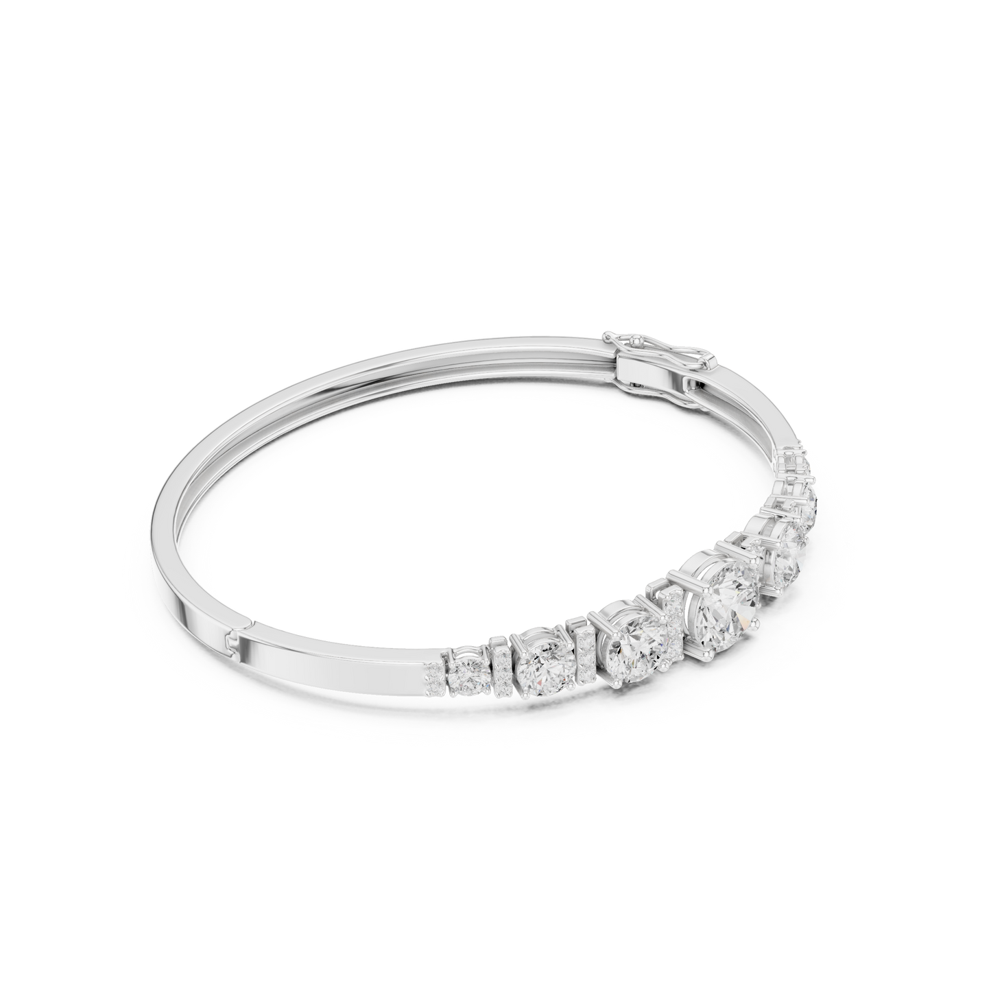 Round Diamond Center Bangle Bracelet