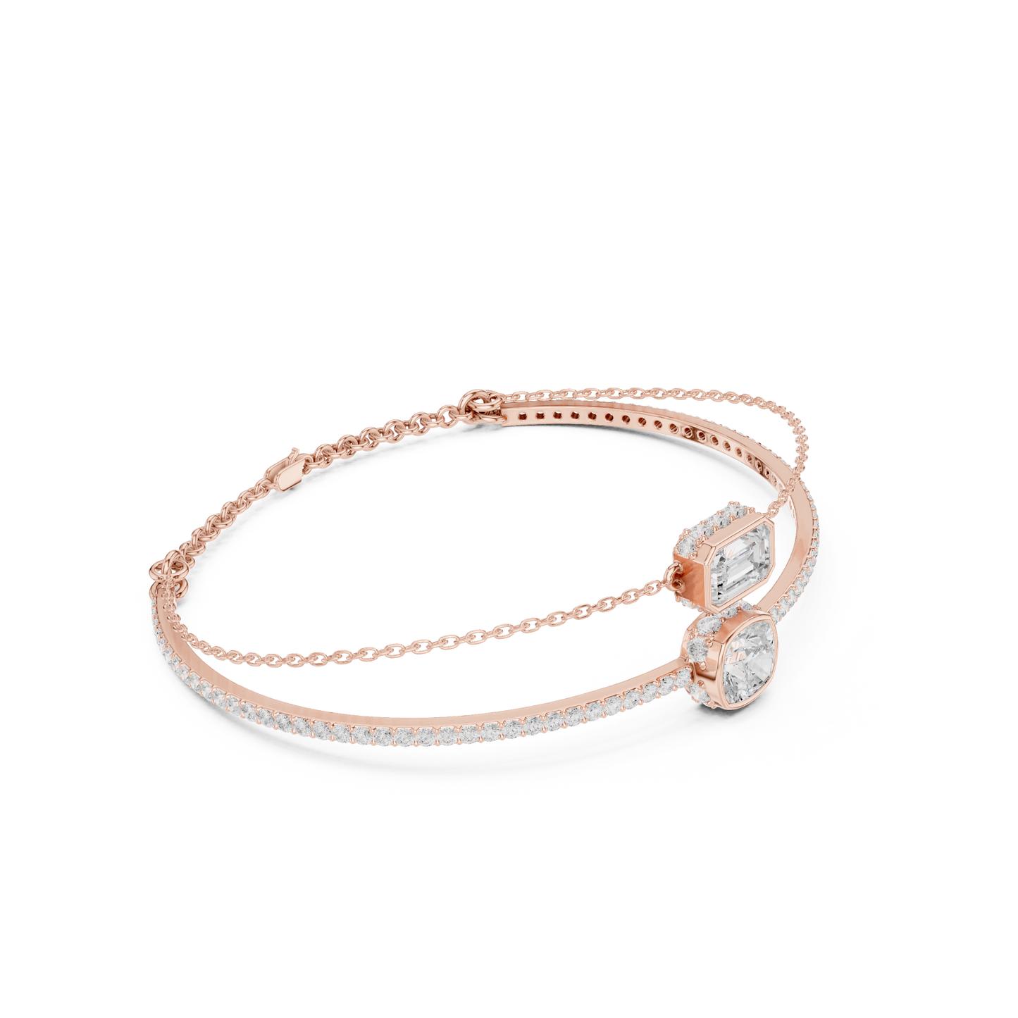 Elegant Dual Diamond Chain Bracelet for Women