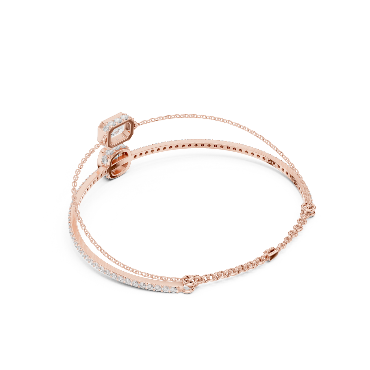 Elegant Dual Diamond Chain Bracelet for Women