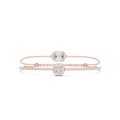 Elegant Dual Diamond Chain Bracelet for Women