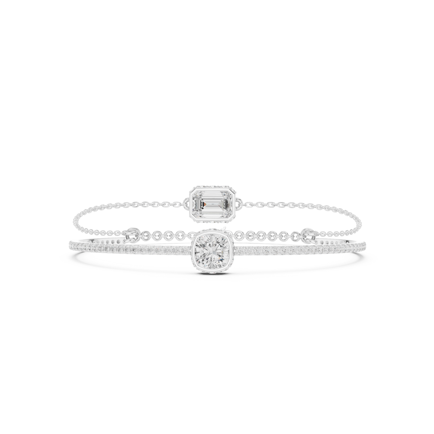 Elegant Dual Diamond Chain Bracelet for Women