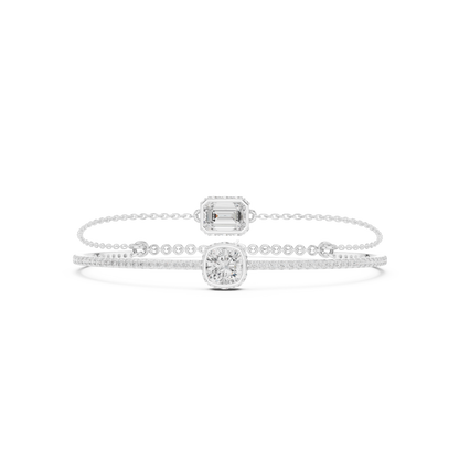 Elegant Dual Diamond Chain Bracelet for Women