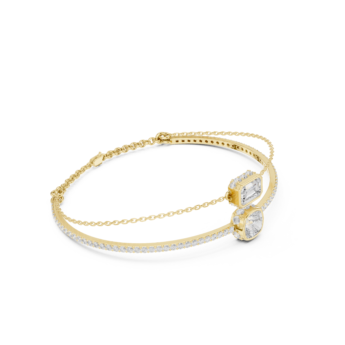 Elegant Dual Diamond Chain Bracelet for Women