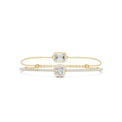 Elegant Dual Diamond Chain Bracelet for Women